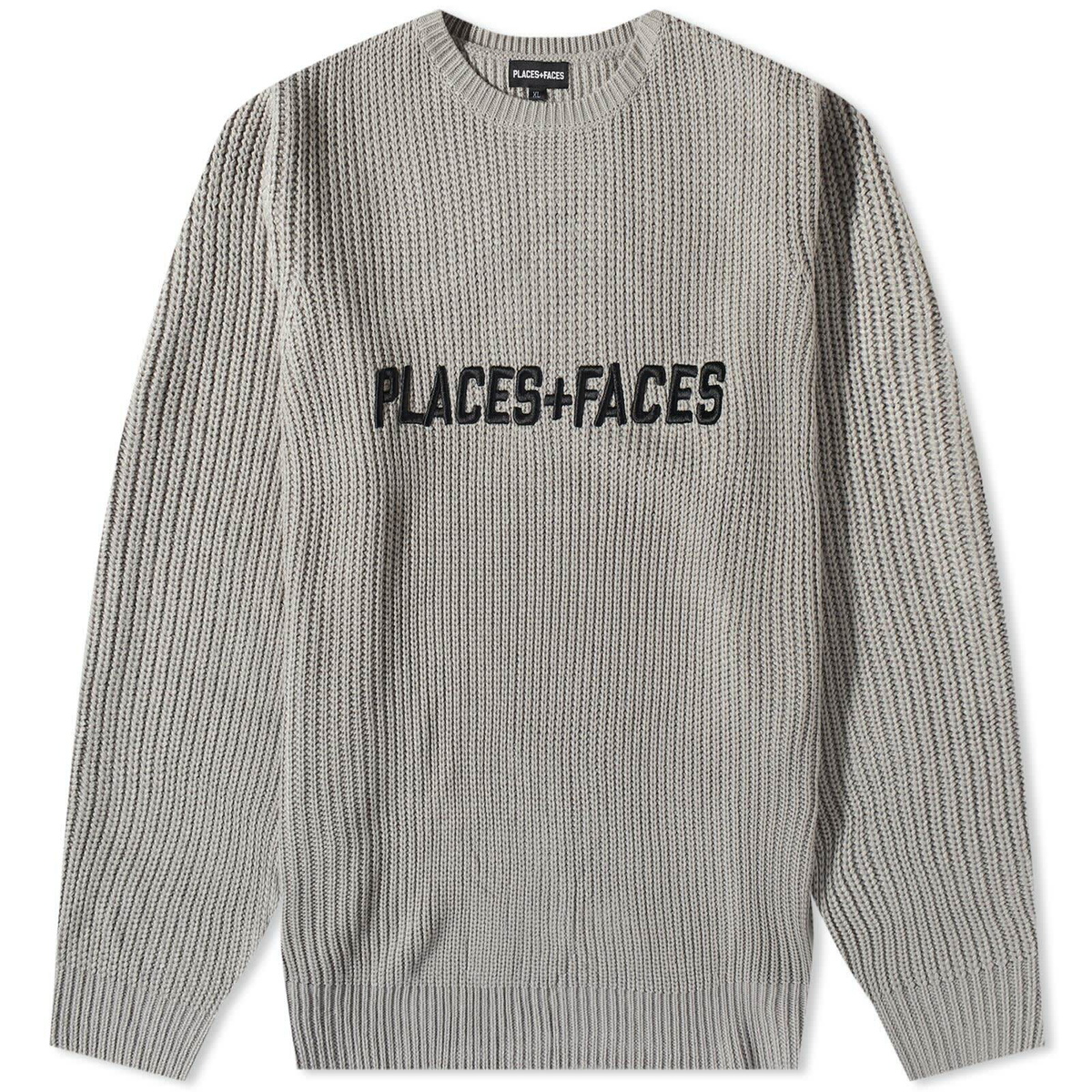 PLACES+FACES Heavy Knitted Crew Sweat in Grey PLACES+FACES