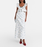 Shushu/Tong Floral cotton and silk slip skirt