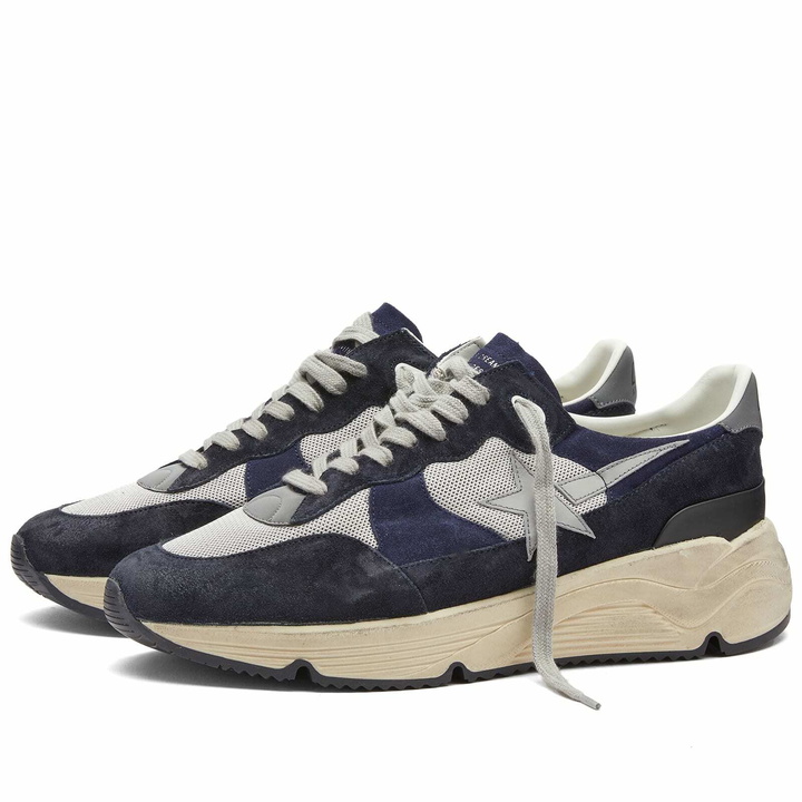 Photo: Golden Goose Men's Running Sole Sneakers in Silver/Blue/Grey