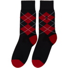 Alexander McQueen Black and Red Argyle Socks