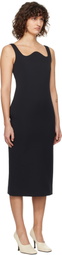 RECTO Black RC Signature Curved Neck Midi Dress