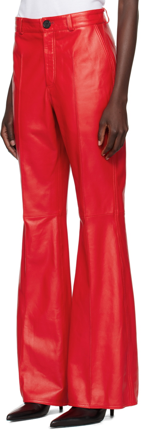 LU'U DAN Red Bells Bell Bottom Leather Pants