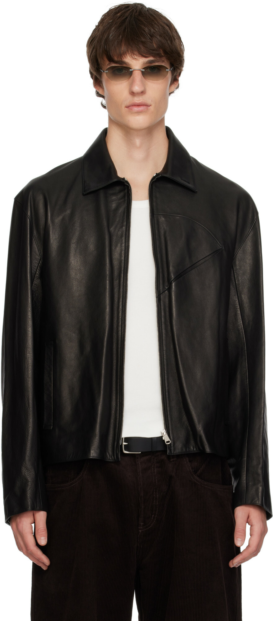 SIRE Black Zipped Leather Jacket
