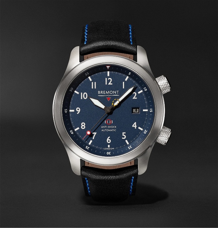 Photo: Bremont - MBII Automatic 43mm Stainless Steel and Leather Watch, Ref. No. MB11 BLUE - Blue