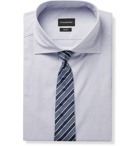 ERMENEGILDO ZEGNA - Cutaway-Collar Micro-Checked Cotton Shirt - Blue