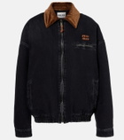 Miu Miu Shearling-trimmed denim jacket