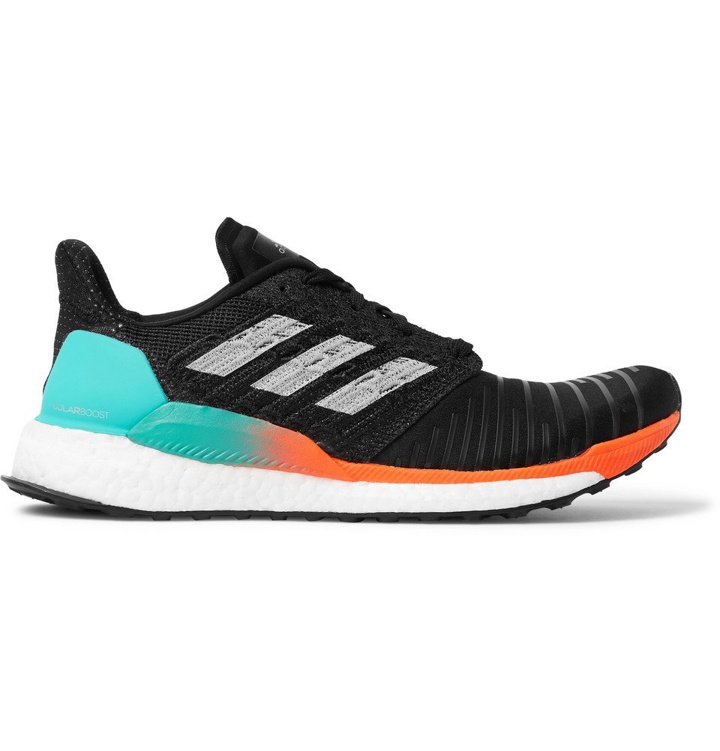 Photo: Adidas Sport - SolarBOOST Rubber-Trimmed Mesh Running Sneakers - Black