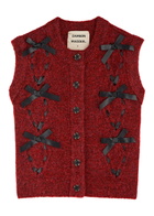 Damson Madder Aggie Bow-embellished Knitted Vest Burgundy