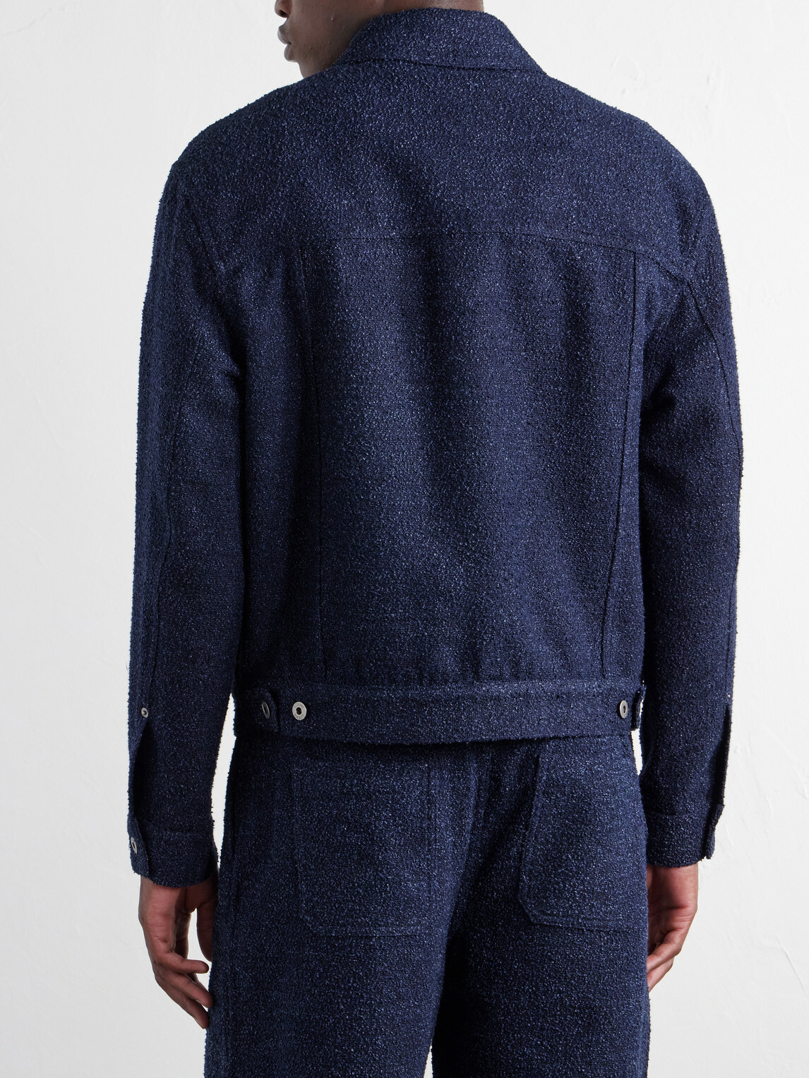 LOEWE - Logo-Embroidered Textured Denim Jacket - Blue