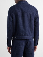 LOEWE - Logo-Embroidered Textured Denim Jacket - Blue