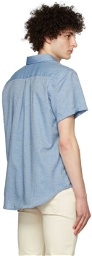 Naked & Famous Denim Blue Organic Cotton Short Sleeve Shirt
