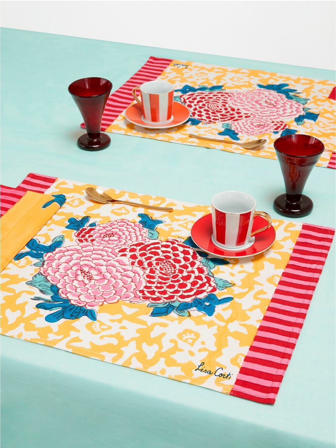 LISA CORTI Set Of 2 Arabesque Corolla Placemats