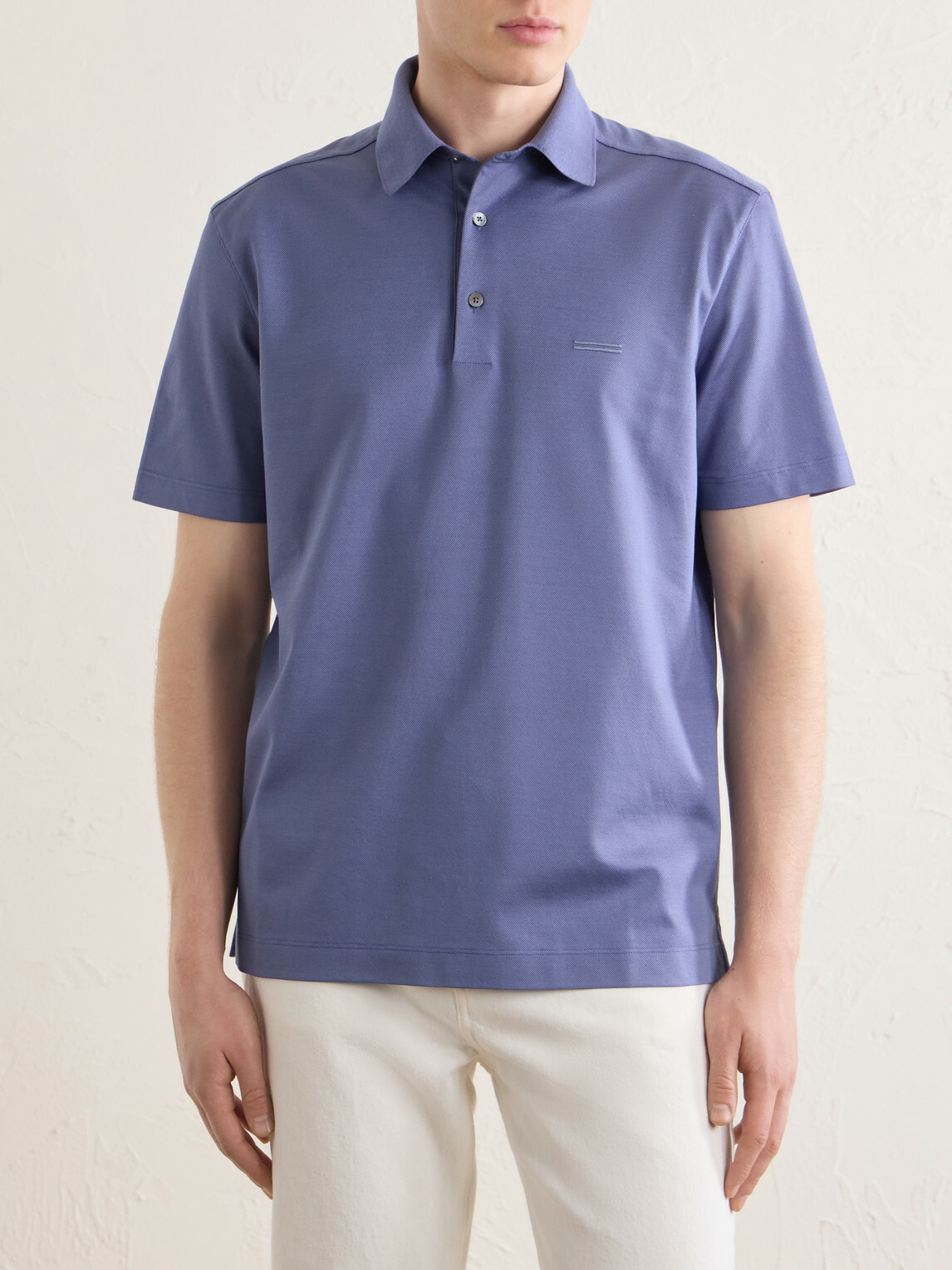 Zegna - Knitted Cotton-Piqué Polo Shirt - Blue