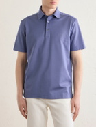 Zegna - Knitted Cotton-Piqué Polo Shirt - Blue