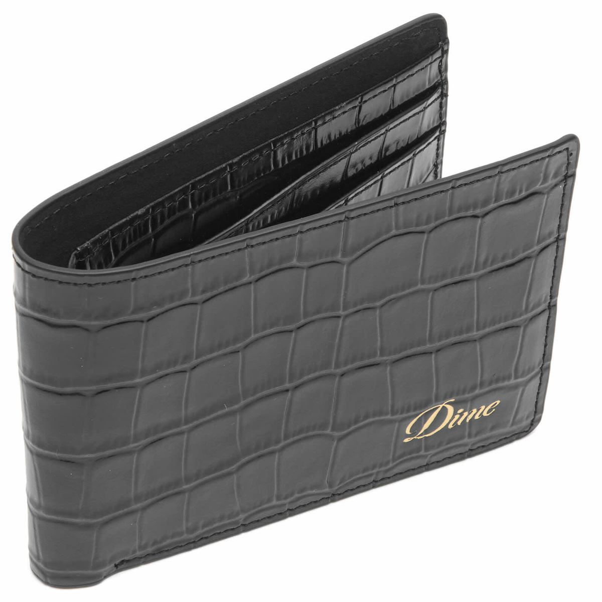 Dime Men's Croc Bifold Wallet in Black 