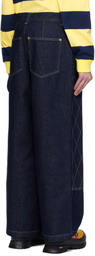 AFTER PRAY Navy Wide Carpenter Jeans