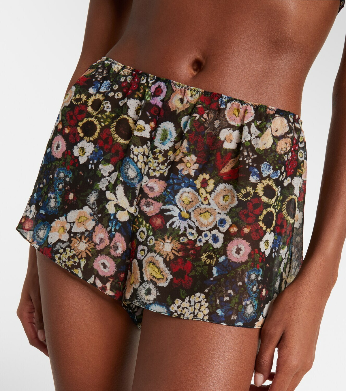 Khaite Tilly floral silk pajama shorts