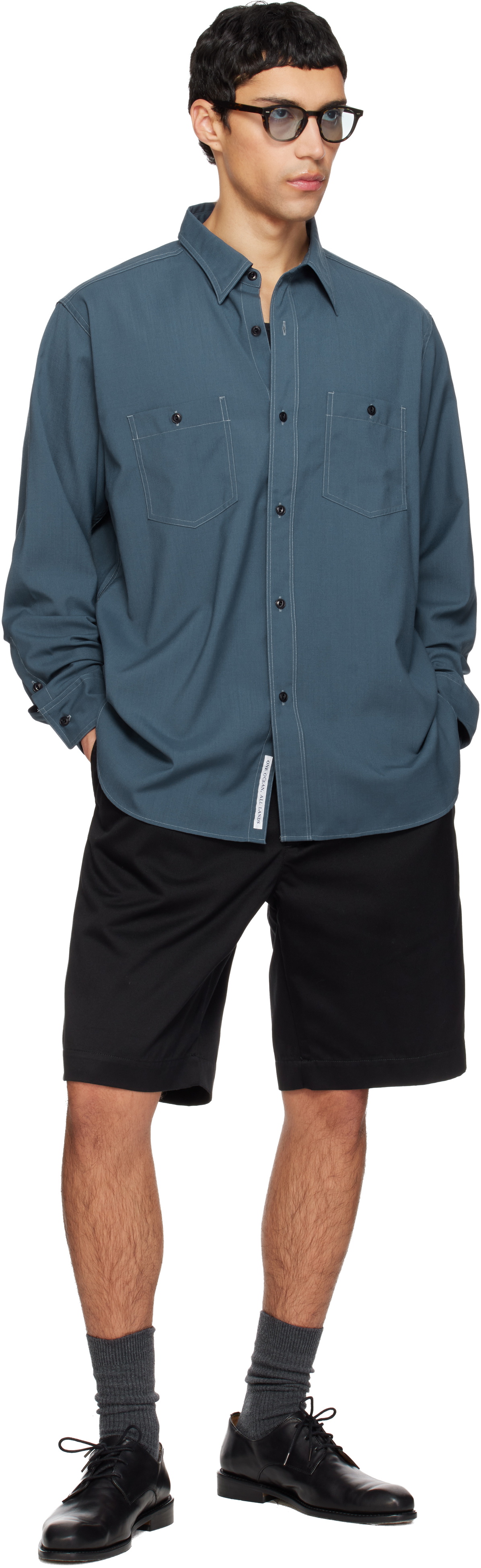 nanamica Black Double Pleated Chino Shorts
