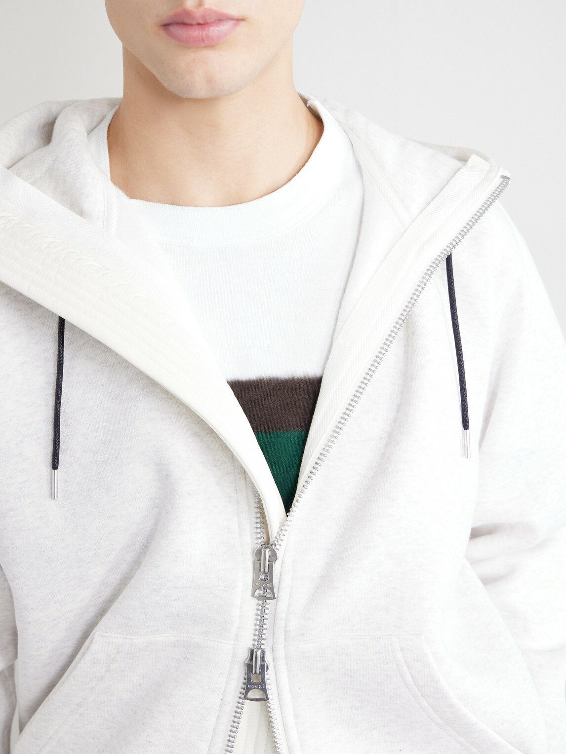 Sacai - Cotton-Jersey Zip-Up Hoodie - Gray
