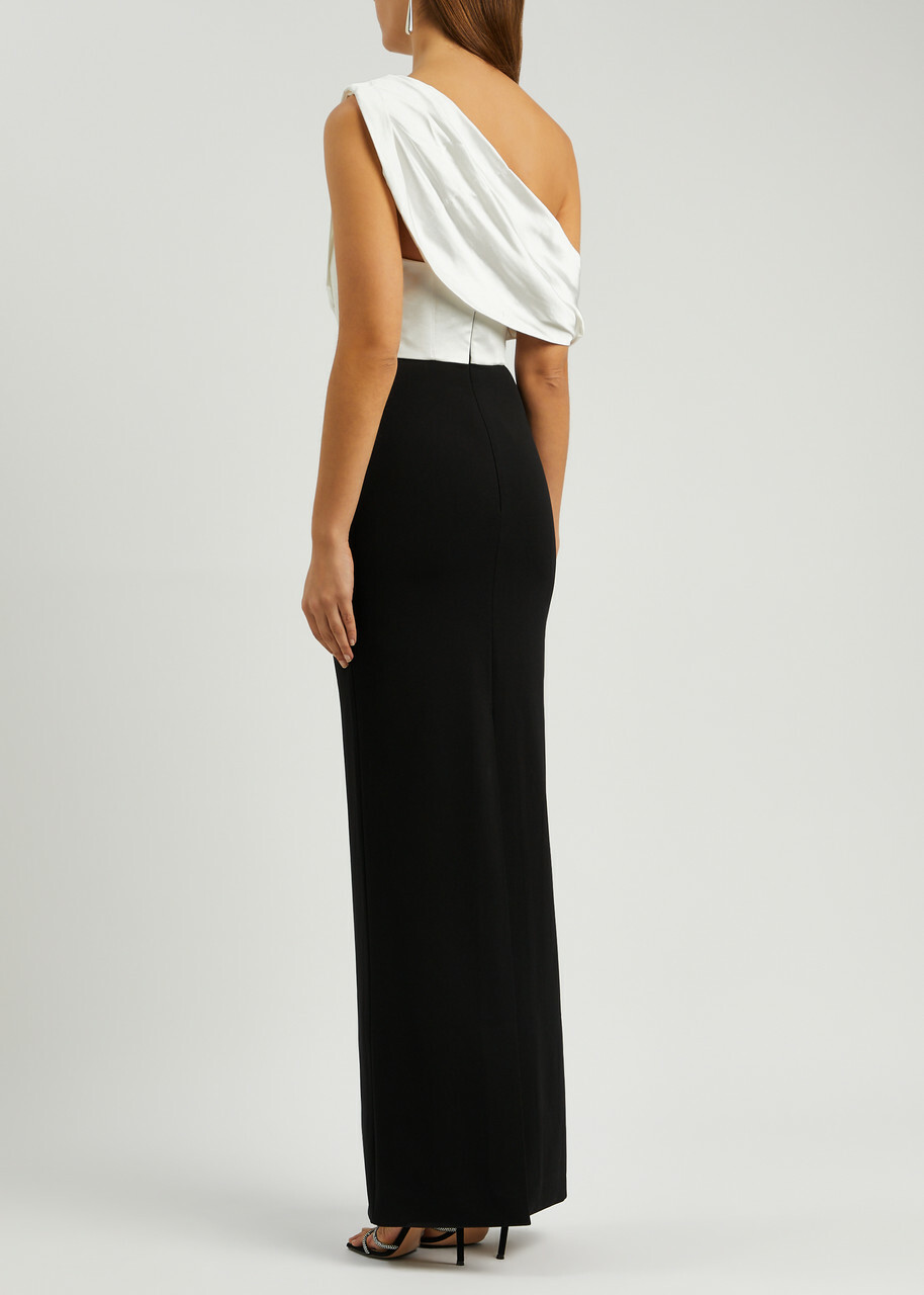 Solace London Kara Satin and Crepe Maxi Dress Cream
