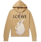 Loewe - Printed Loopback Cotton-Jersey Zip-Up Hoodie - Men - Sand