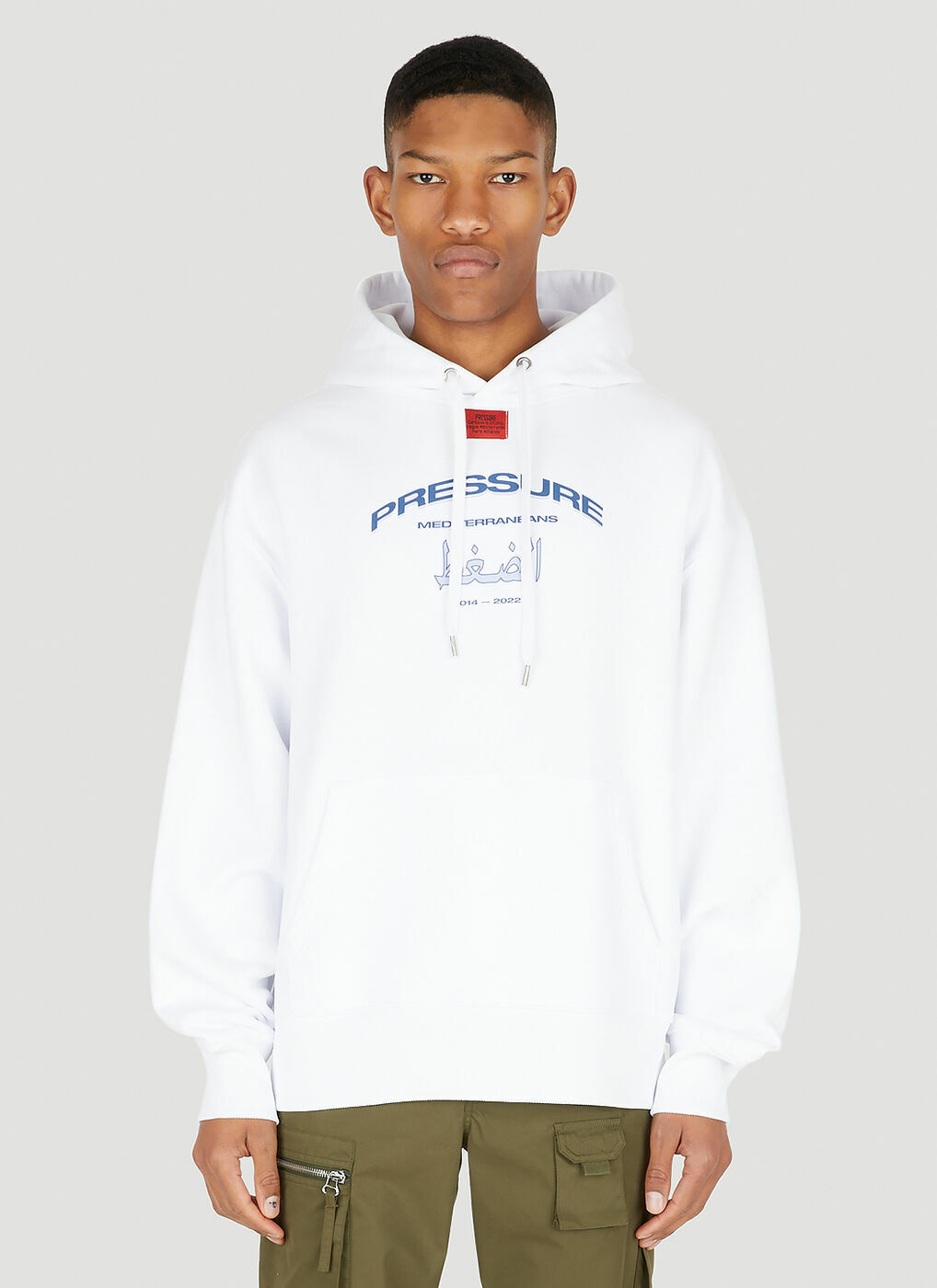 Arabic Pressure Hooded Sweatshirt in White Pressure