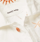 Story Mfg. - Short on Time Embroidered Printed Organic Cotton-Twill Chore Jacket - White