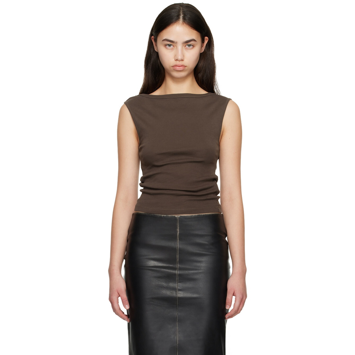 St. Agni Brown Organic Cotton Ballerina Tank Top