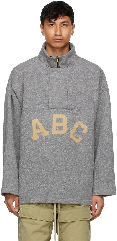 Photo: Fear of God Grey 'ABC' Pullover Zip-Up Sweater