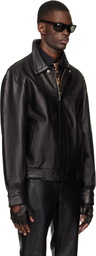 Ernest W. Baker Black Leather Bomber Jacket