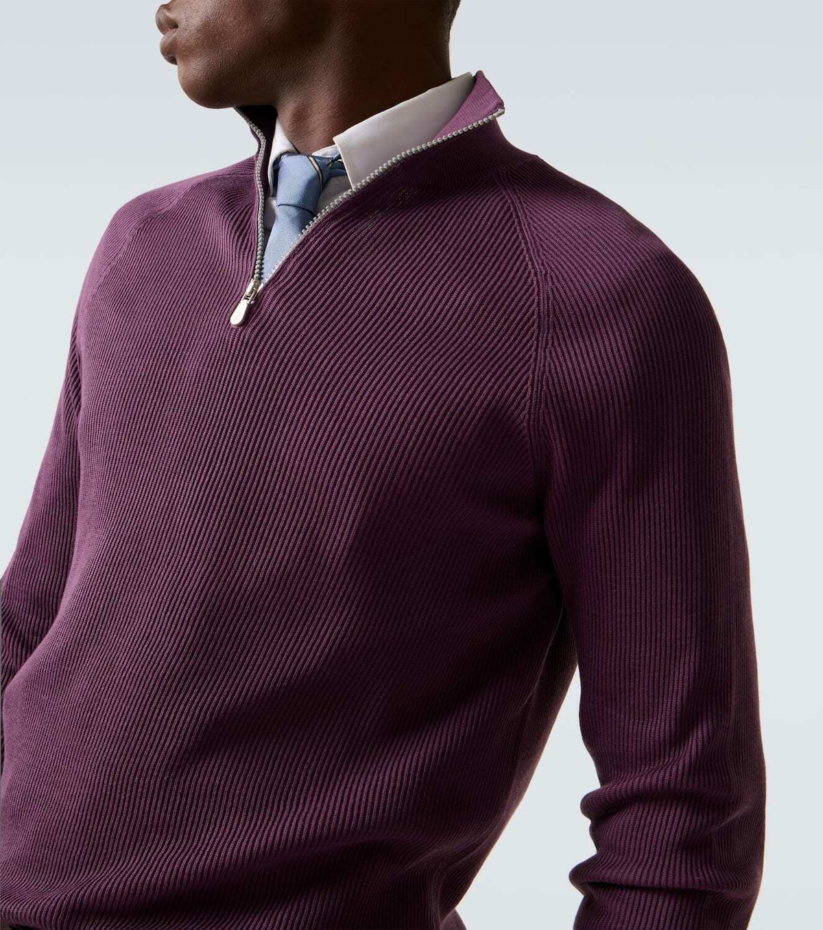 Brunello Cucinelli Ribbed-knit cotton half-zip sweater
