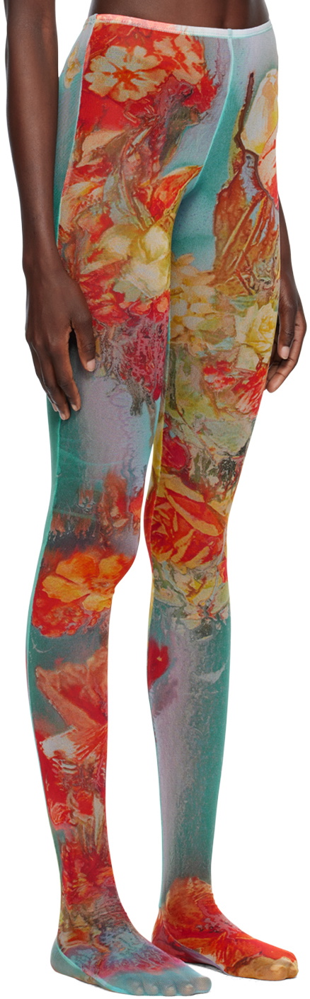 タイツ・ソックス JEAN PAUL GAULTIER SIGNATURE TIGHTS Crystal-embellished tights in blue - Jean Paul Gaultier