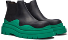 Bottega Veneta Black & Green Tire Chelsea Boots