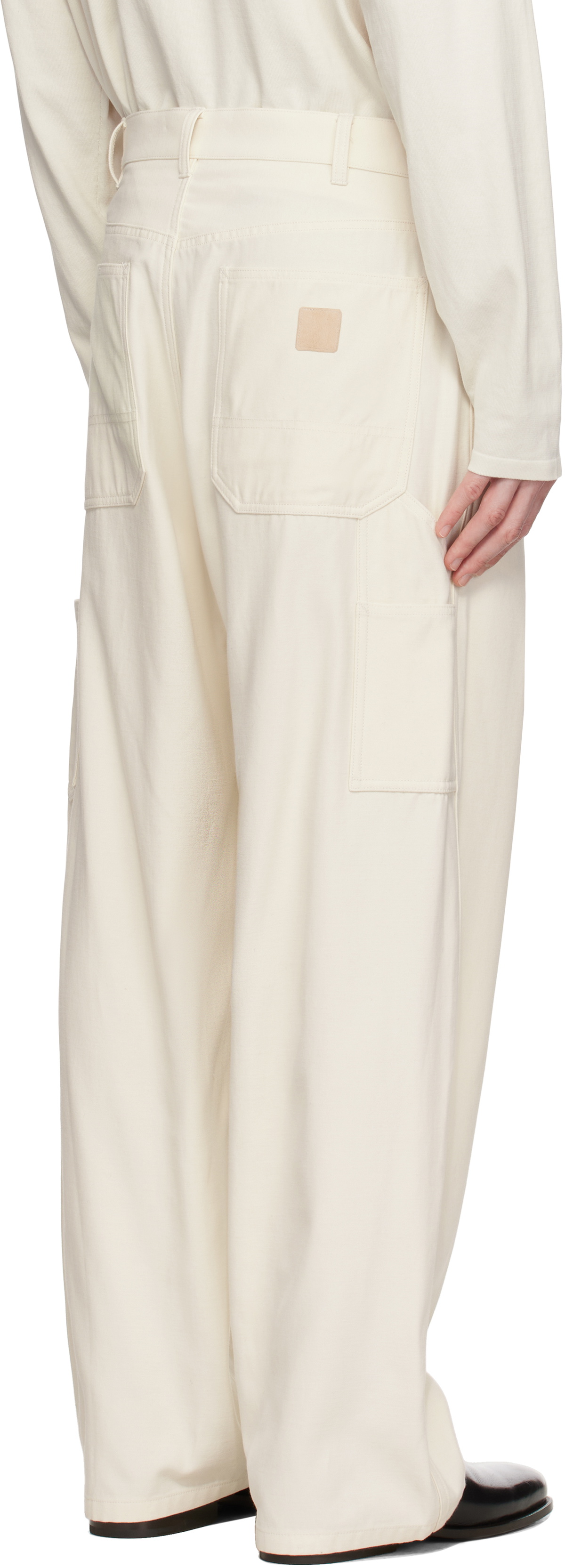 YLÈVE Off-White Viscose Cotton Painter Trousers