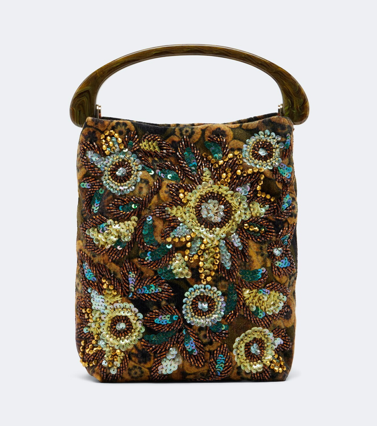 Dries Van Noten Embellished floral jacquard top-handle bag