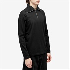 Jil Sander Men's Plus Long Sleeve Zip Collar T-Shirt in Black