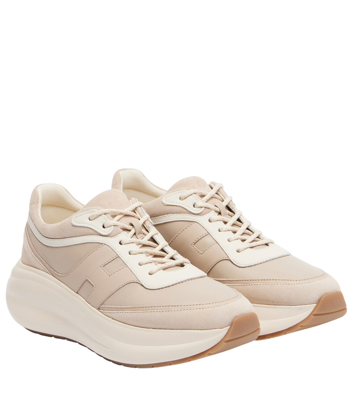 スニーカー HOGAN H630 Sneakers - Hogan - Cream - Denim Hogan H630 denim-trimmed leather sneakers Hogan