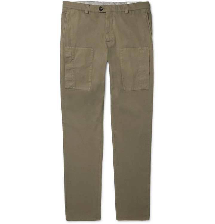 Photo: Brunello Cucinelli - Slim-Fit Garment-Dyed Cotton-Blend Twill Trousers - Green