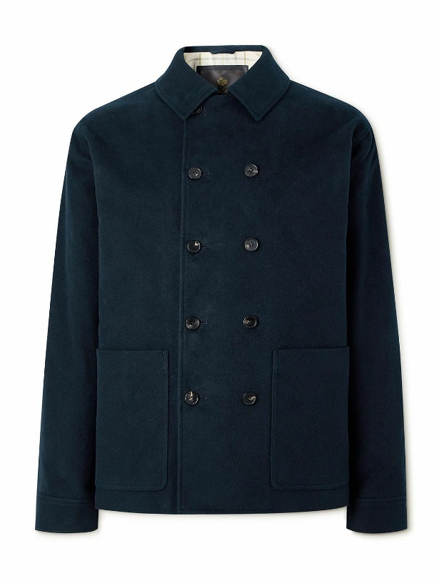 Photo: Loro Piana - Double-Breasted Cotton and Cashmere-Blend Peacoat - Blue