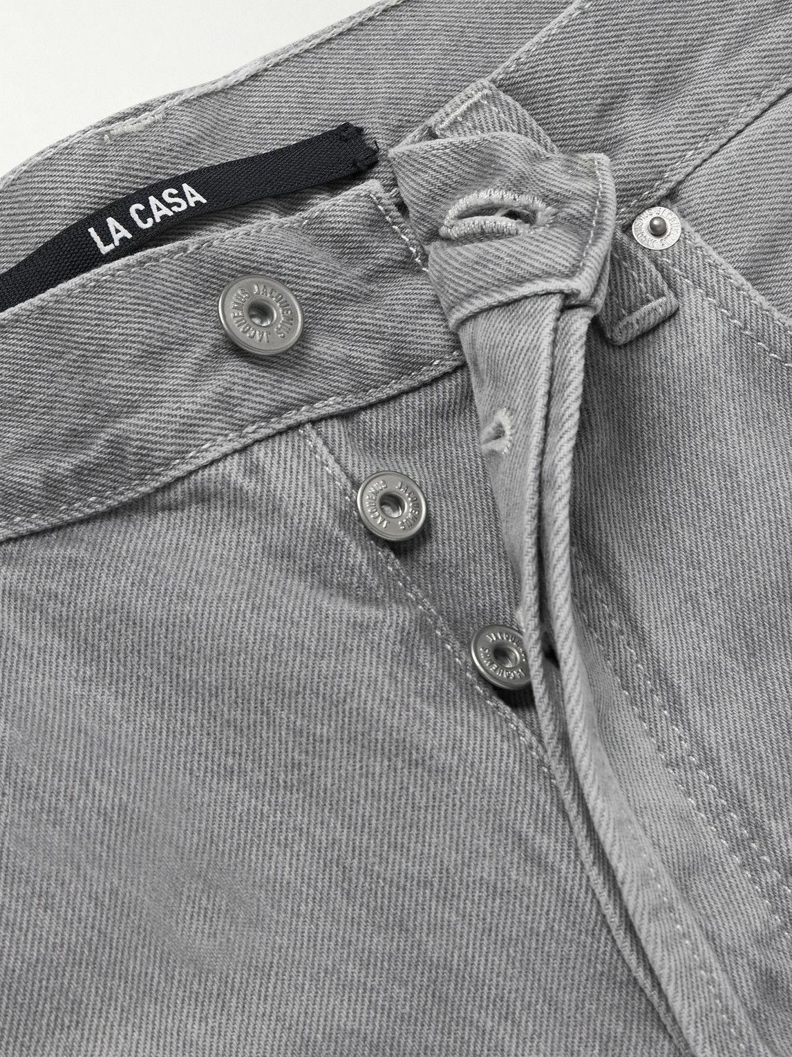 Jacquemus - Straight-Leg Leather-Trimmed Jeans - Gray