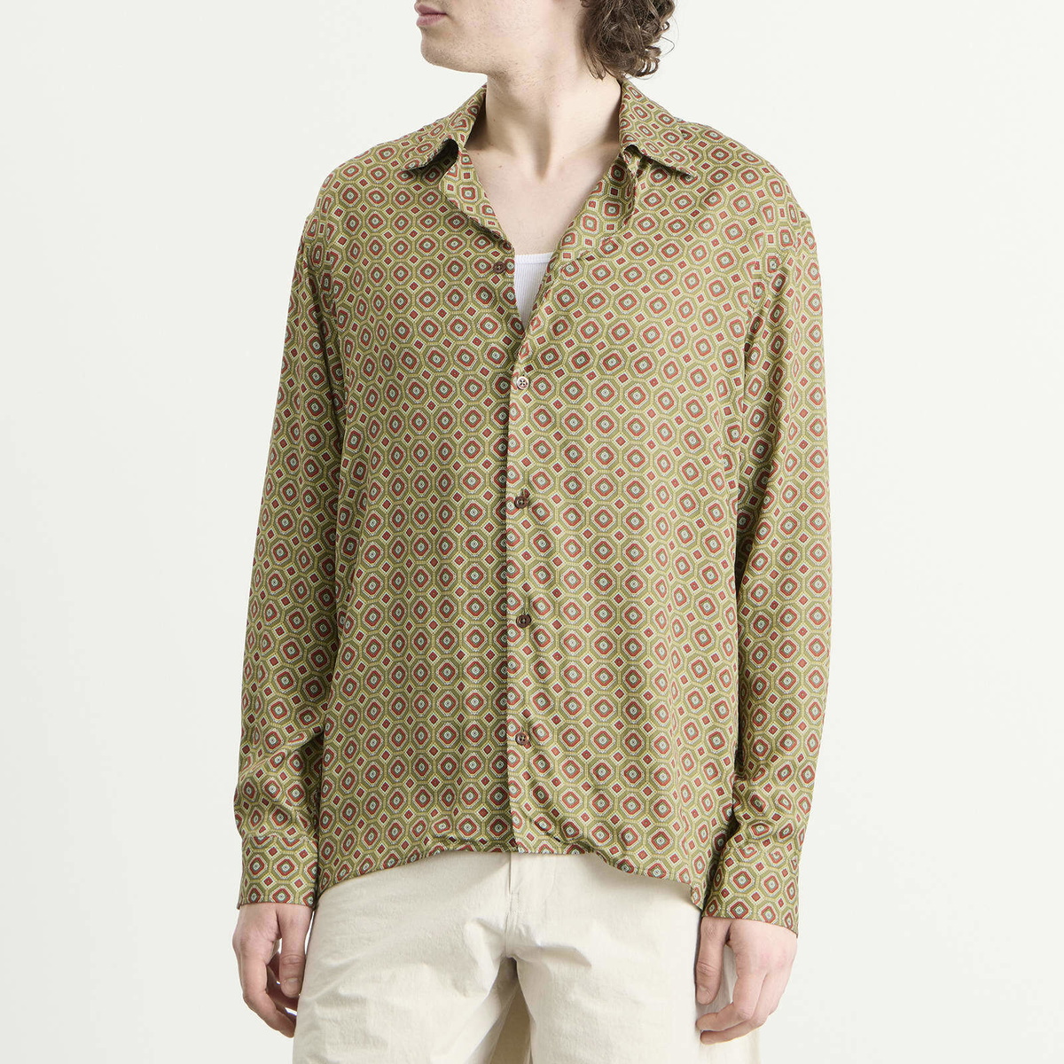 Drôle de Monsieur Men's Geometric Shirt in Kaki