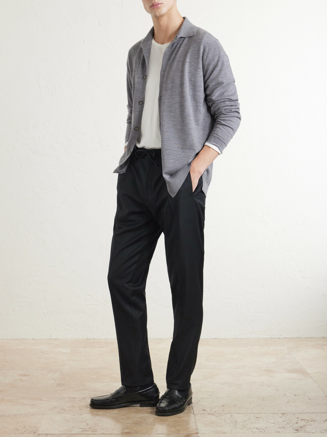 Lardini - Straight-Leg Wool and Cashmere-Blend Flannel Trousers - Black
