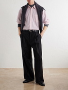 LEMAIRE - Wide-Leg Pleated Wool-Blend Twill Trousers - Black