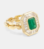 Shay Jewelry Halo Mini 18kt gold ring with emerald and diamonds