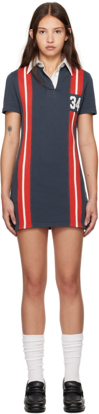 Photo: AMBUSH Blue Striped Rugby Shirt Minidress
