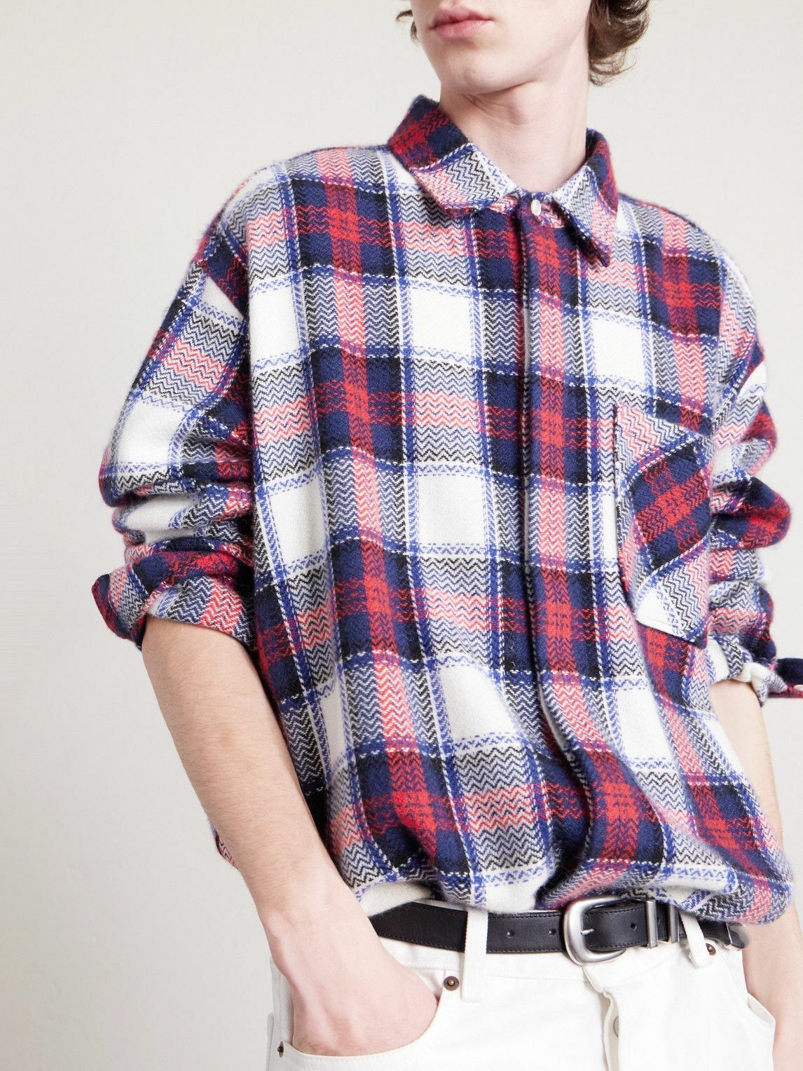 CELINE - Checked Cashmere Overshirt - Red