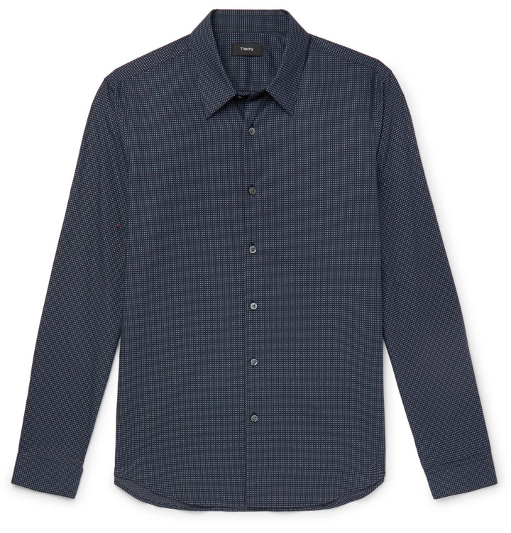 Photo: Theory - Irving Embroidered Cotton Shirt - Blue
