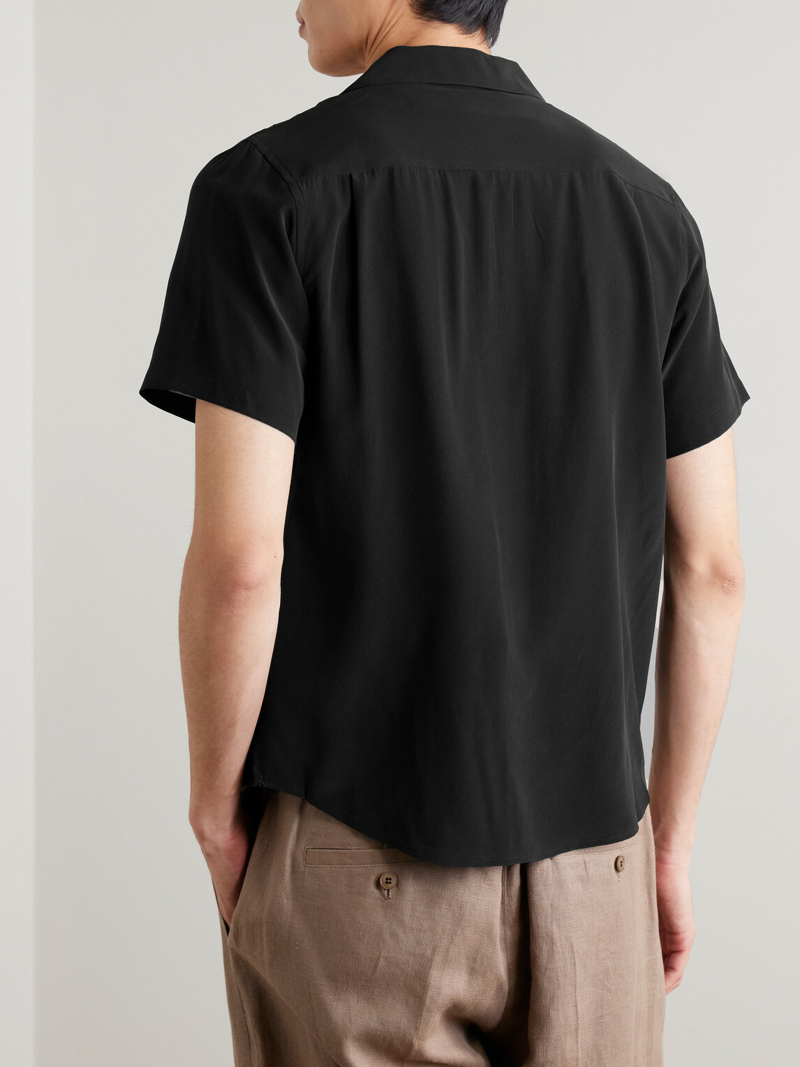 Onia - Vacation Camp-Collar Silk-Crepe Shirt - Black