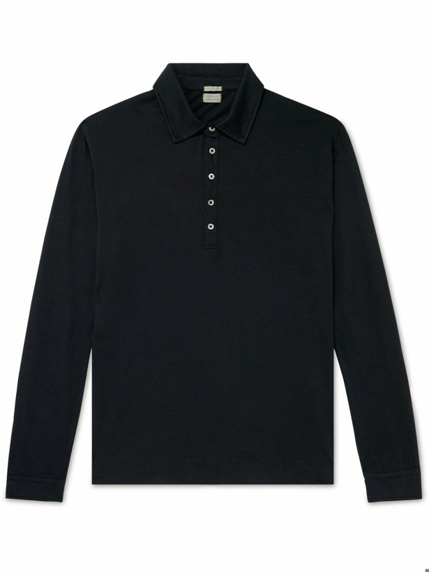 Photo: Massimo Alba - Ischia Cotton and Cashmere-Blend Polo Shirt - Black