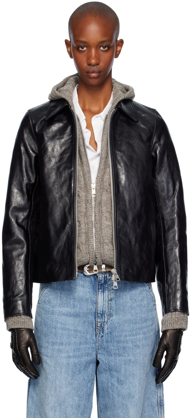 OUR LEGACY Black Mini Leather Jacket Our Legacy